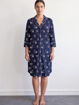 Женская сорочка "Navy Floral Viscose Plus Size"